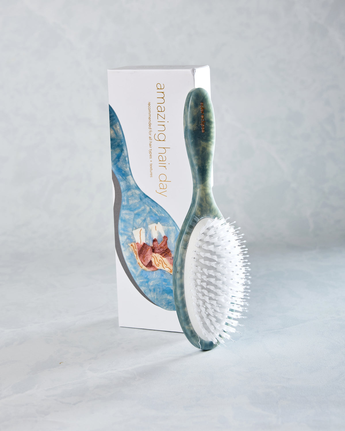 Blue Combo - Hand Painted Horse Amazing Hair Day Brush - Solar Eclipse