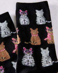 Black Combo - Studious Cats Bamboo Blend Crew Socks - Infinity Classics International Inc.