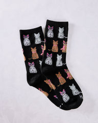Black Combo - Studious Cats Bamboo Blend Crew Socks - Infinity Classics International Inc.