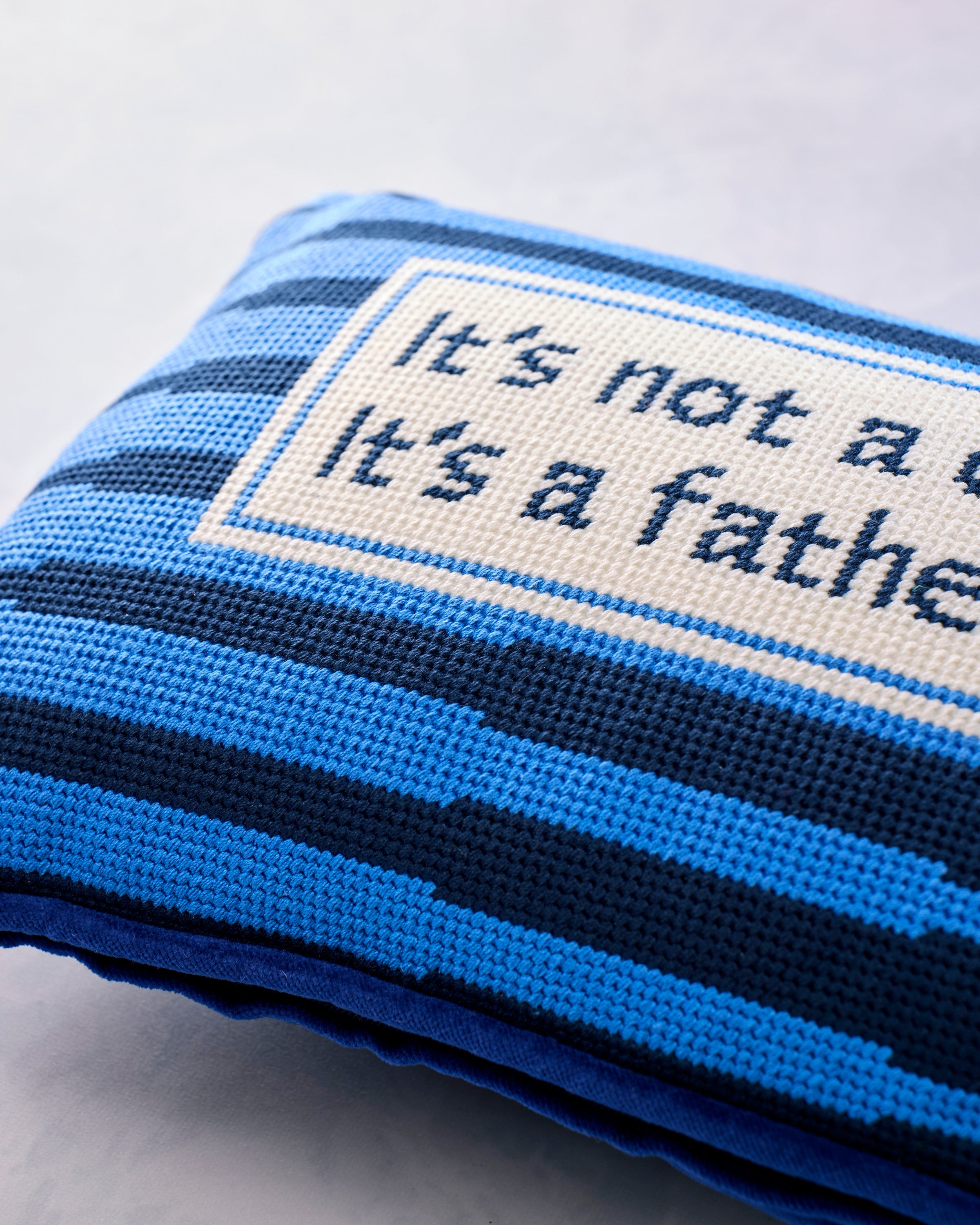 Blue Multi - Father Figure Needlepoint Pillow - Furbish Studio