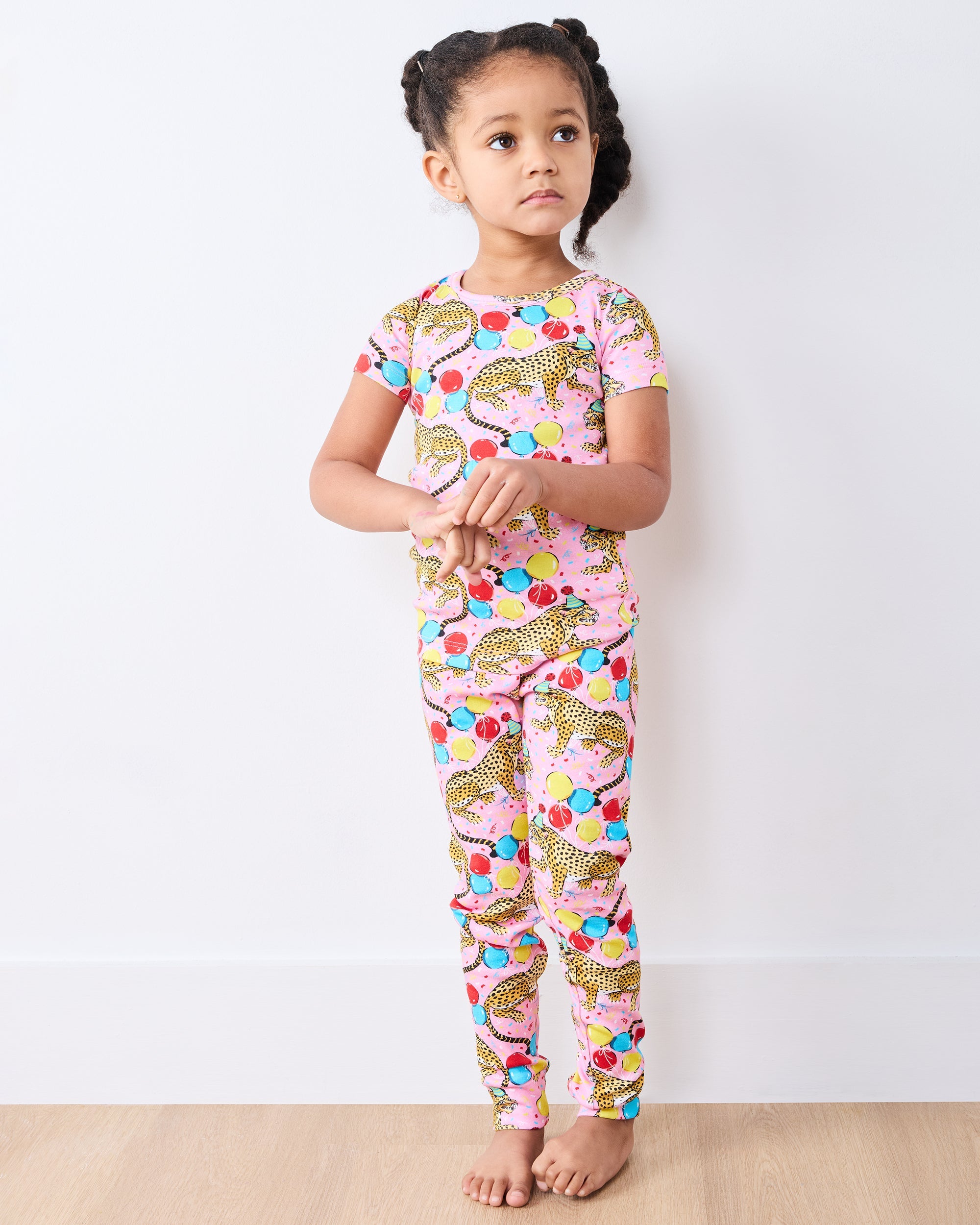 Birthday Bagheera - Kids Short Sleeve PJ Set - Pink Confetti