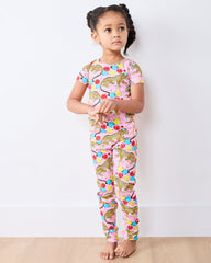 Birthday Bagheera - Kids Short Sleeve PJ Set - Pink Confetti