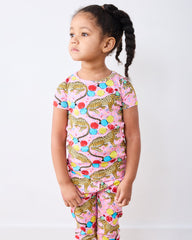 Birthday Bagheera - Kids Short Sleeve PJ Set - Pink Confetti