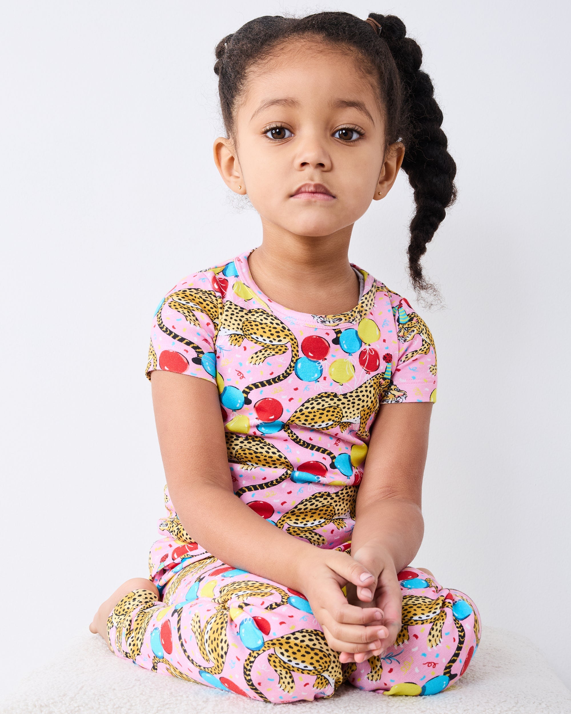 Birthday Bagheera - Kids Short Sleeve PJ Set - Pink Confetti