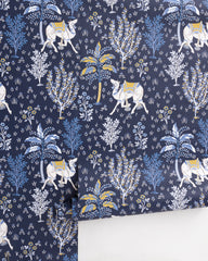 Camel's Courtyard - Peel & Stick Wallpaper - Navy