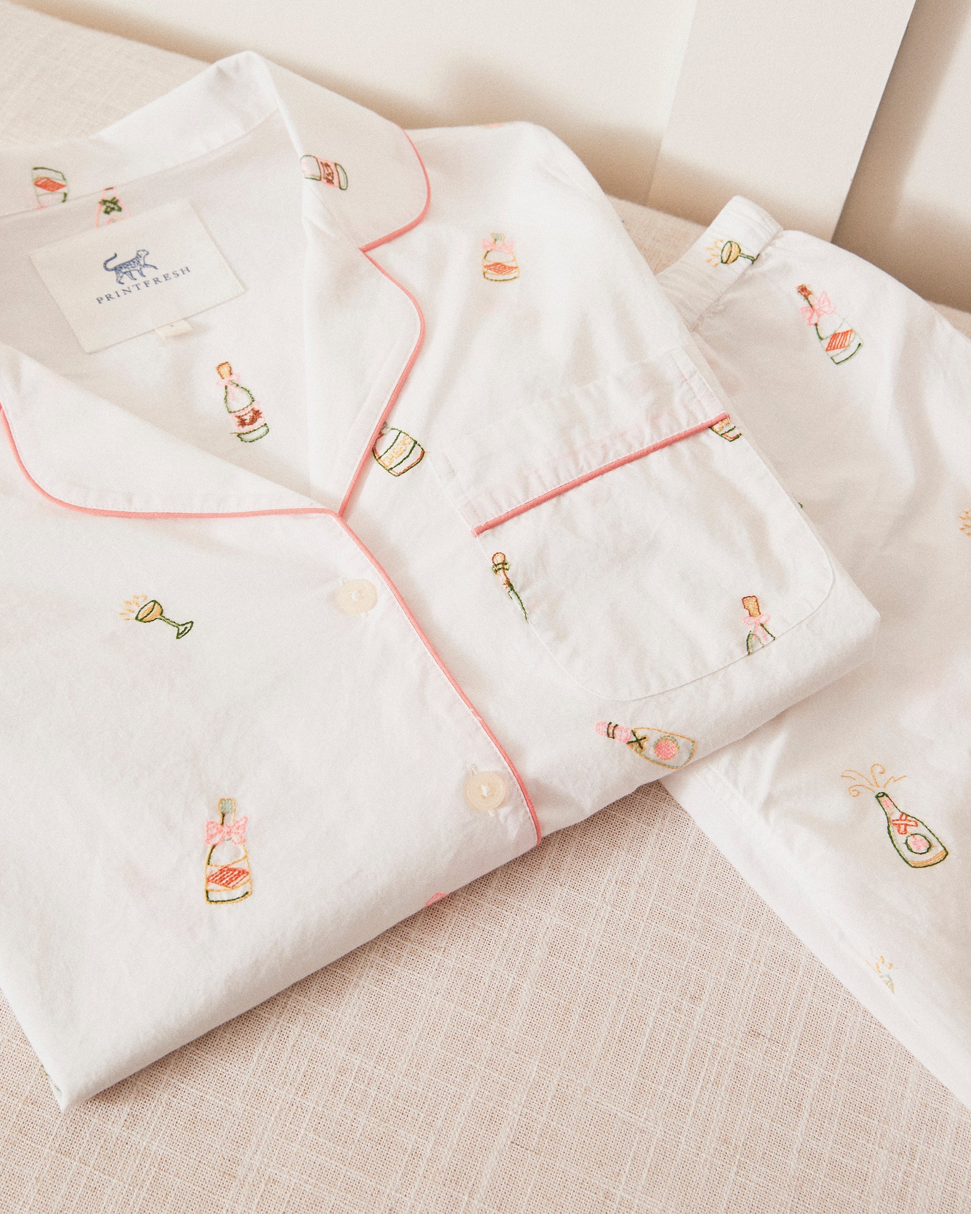 Bubbly Brunch - Short Sleeve Top & Cropped Pants Set - Cloud