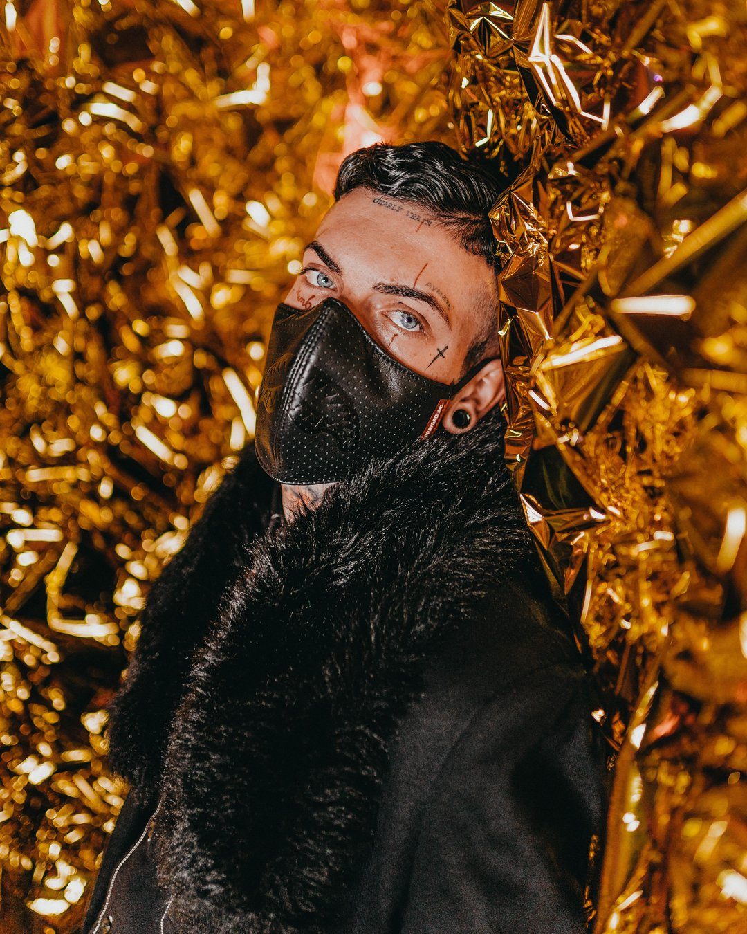 MIDNIGHT SHARK VEGAN LEATHER FACEMASK