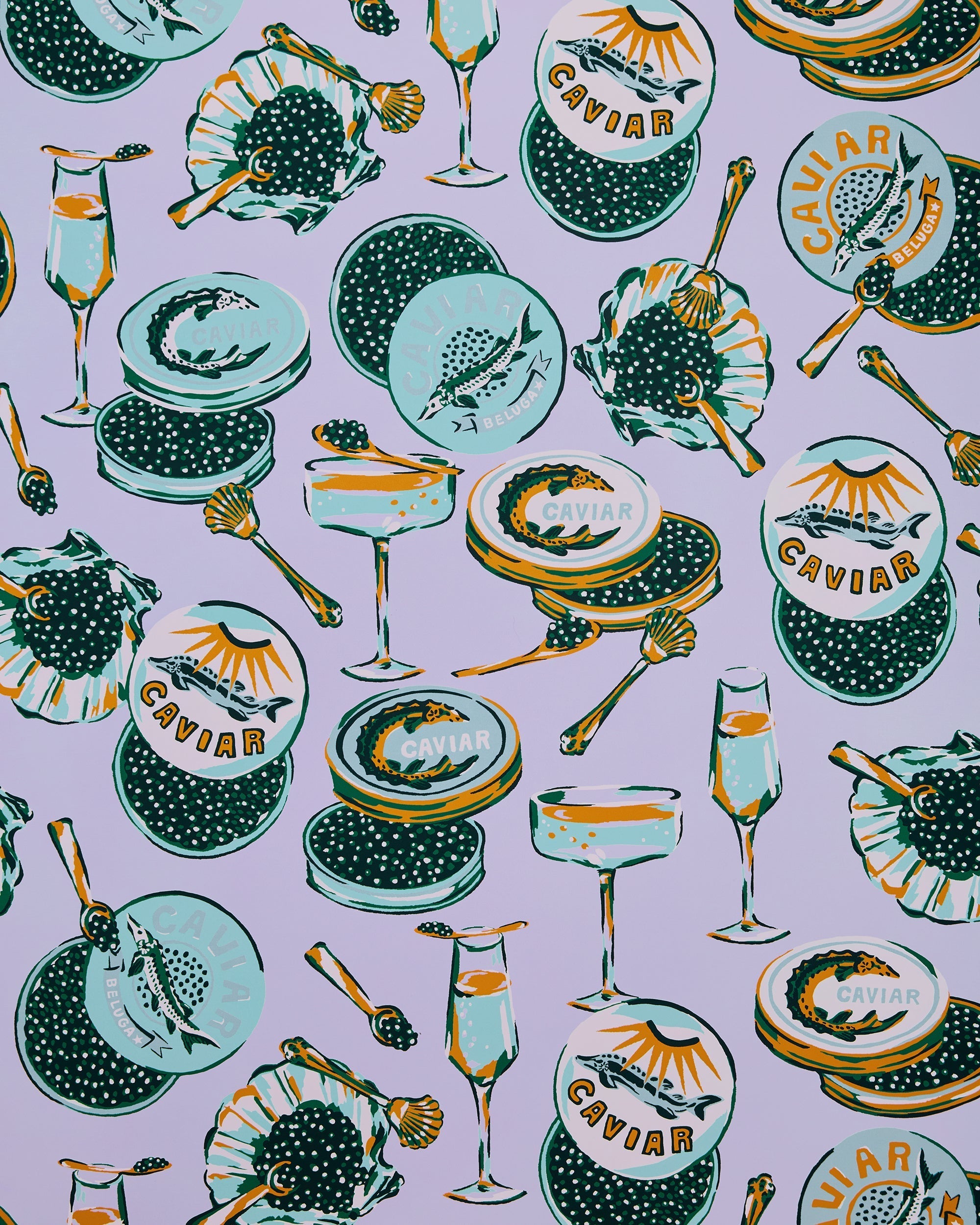 Champagne & Caviar - Peel & Stick Wallpaper - Lavender